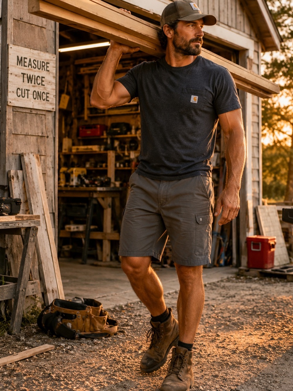 Carhartt Rugged Flex Relaxed Fit Work Shorts Gray Size 44 Canvas Outdoor Cargo